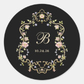 ヴィンテージガーデンブラック | モノグラカラフルム結婚グラム ラウンドシール (正面)