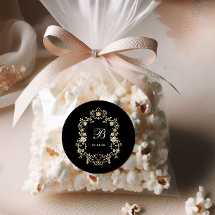ヴィンテージガーデンブラック モノグラカラフルム結婚グラム ラウンドシール