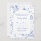 ヴィンテージガーデンブルートイルアークラシックチ結婚ーズ 招待状 (正面)