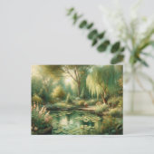 ヴィンテージガーデンポンドグリーンプラント ポストカード (スタンド正面)