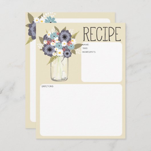 ヴィンテージガーデンメイソンジャー |レシピカード 招待状 (正面/裏面)