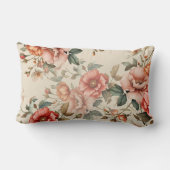 ヴィンテージガーデンライト | 赤面&コーラルランバーピロー ランバークッション (裏面)