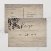 ヴィンテージガーデンリーフクラシック予算ウェディング ポストカード (正面/裏面)