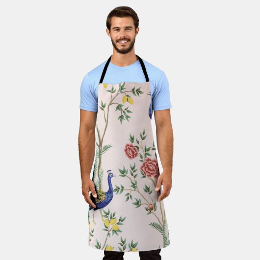 ヴィンテージガーデンレモン果樹、植物、エキゾチックなエンドウ エプロン (着用した状態)