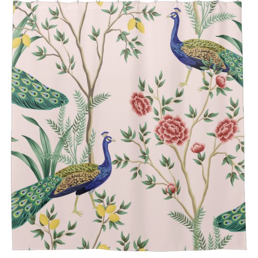 ヴィンテージガーデンレモン果樹、植物、エキゾチックなエンドウ シャワーカーテン (正面)