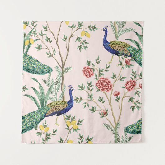 ヴィンテージガーデンレモン果樹、植物、エキゾチックなエンドウ タペストリー (正面)