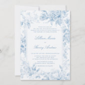 ヴィンテージガーデンロマンチックブルートワクラシックイル結婚ズ 招待状 (正面)