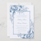 ヴィンテージガーデン何か青いトイル結婚ズ 招待状 (正面)