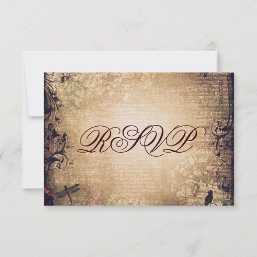 ヴィンテージガーデン動揺してウェディングRSVPカード 出欠カード (裏面)