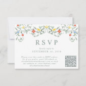 ヴィンテージガーデン水彩QRコード結婚ズ 出欠カード (正面)
