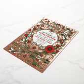 ヴィンテージガーデン結婚アールヌーボーバラ金ゴールド 箔招待状 (回転した状態)