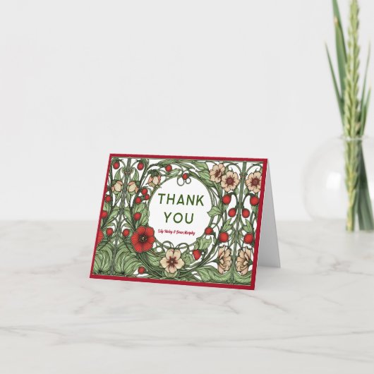 ヴィンテージガーデン結婚アールヌーボー サンキューカード (正面)