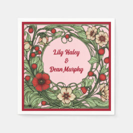 ヴィンテージガーデン結婚アールヌーボー スタンダードカクテルナプキン