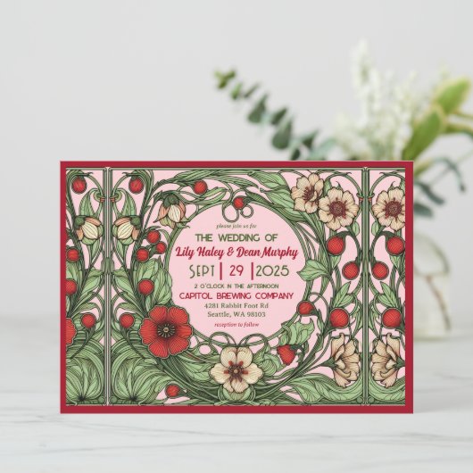 ヴィンテージガーデン結婚アールヌーボー 招待状 (スタンド正面)