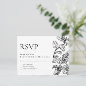 ヴィンテージガーデン葉クラシック予算結婚式RSVP ポストカード (スタンド正面)