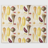 ヴィンテージガーデン野菜キッチンアートクラフト ラッピングペーパー (フラット)