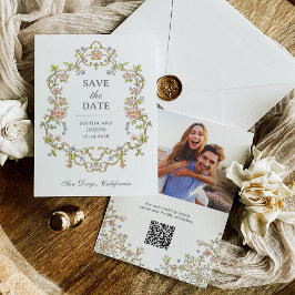 ヴィンテージガーデン | カラフルラックス フォトとQRコード セーブザデート