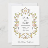 ヴィンテージガーデン | カラフルラックス フォトとQRコード セーブザデート (正面)