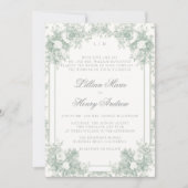 ヴィンテージガーデン セージグリーン フレンチ フローラル ウェディング 招待状 (正面)