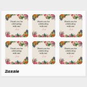 ヴィンテージガーデン テーマのウェディングシャワーステッカー スクエアシール (シート)