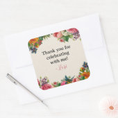 ヴィンテージガーデン テーマのウェディングシャワーステッカー スクエアシール (封筒)