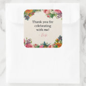 ヴィンテージガーデン テーマのウェディングシャワーステッカー スクエアシール (バッグ)