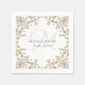 ヴィンテージガーデン | ルクセカラフルス結婚モノグラム スタンダードカクテルナプキン (正面)