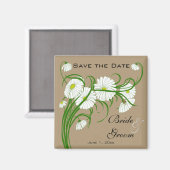 ヴィンテージガーベラデイジーフラワーズウェディングセーブザデート マグネット (正面/裏面)