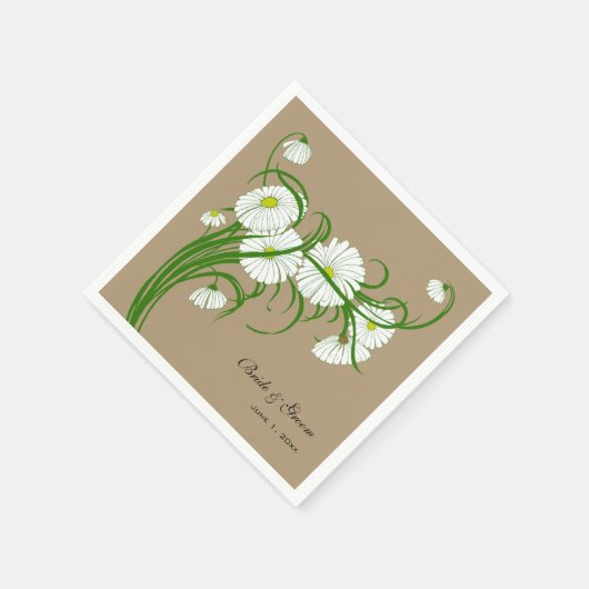 ヴィンテージガーベラデイジー結婚花 スタンダードカクテルナプキン (角)