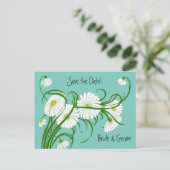 ヴィンテージガーベラデイジー花結婚式の保存日付 案内ポストカード (スタンド正面)