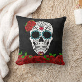 ヴィンテージガーリーキュートシュガースカルレッドローズ クッション (ブランケット)