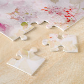 ヴィンテージガーリーシックなピンクのパステル色フローラ ジグソーパズル (側面)