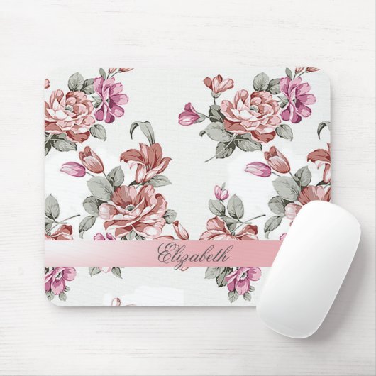 ヴィンテージガーリーシックな花パーソナライズされた- マウスパッド (マウス)