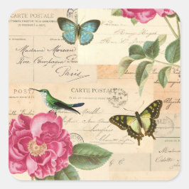 ヴィンテージガーリーシール(バラと蝶あり) スクエアシール