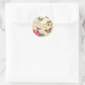 ヴィンテージガーリーシール(バラと蝶) ラウンドシール (バッグ)