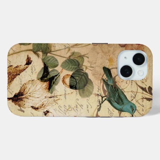 ヴィンテージガーリーバラスクリプトbirdフローラファッション Case-Mate iPhoneケース (裏面 (横))
