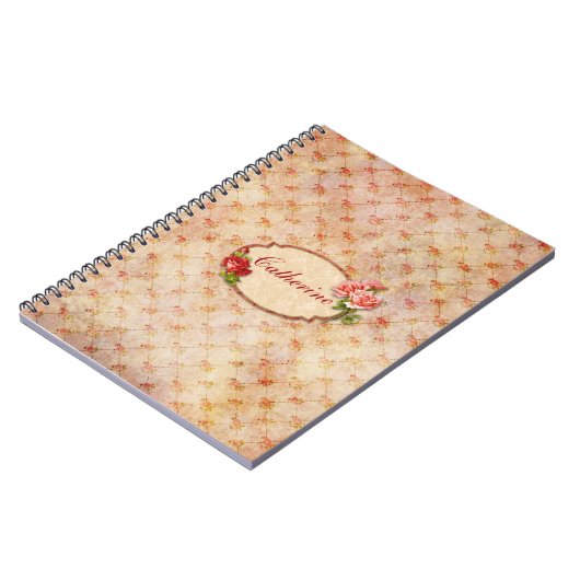 ヴィンテージガーリーパーソナライズされたフローラ ノートブック (左側)