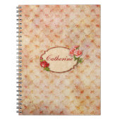 ヴィンテージガーリーパーソナライズされたフローラ ノートブック (正面)