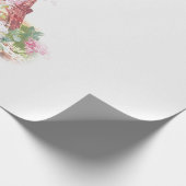 ヴィンテージガーリーピンクの花パリエッフェルタワー ラッピングペーパー (角)