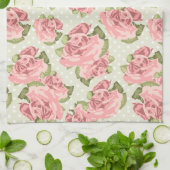 ヴィンテージガーリーピンクローズ キッチンタオル (折り畳み)