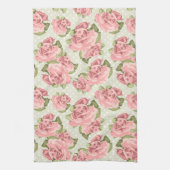 ヴィンテージガーリーピンクローズ キッチンタオル (縦)