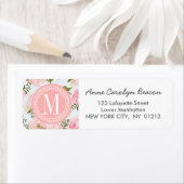 ヴィンテージガーリーフローラピンクローゼピーニーパーソナライズされた ラベル (インサイチュ)