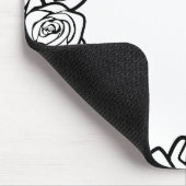 ヴィンテージガーリーブラックピンクとホワイトバラ マウスパッド (コーナー)