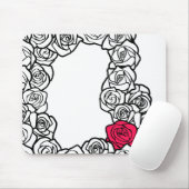 ヴィンテージガーリーブラックピンクとホワイトバラ マウスパッド (マウス)