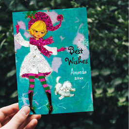 ヴィンテージガーリーレトロな新年の挨拶 シーズンカード