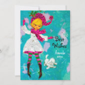 ヴィンテージガーリーレトロな新年の挨拶 シーズンカード (正面)