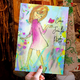 ヴィンテージガーリーレトロ蝶クリスマス新年 招待状