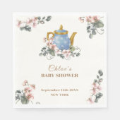 ヴィンテージガーリーワイルドフラワーティーベイビーシャワー スタンダードランチョンナプキン (正面)