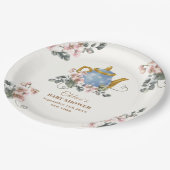 ヴィンテージガーリーワイルドフラワーティーベイビーシャワー ペーパープレート (アングル)