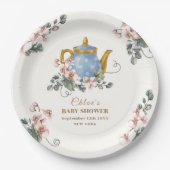 ヴィンテージガーリーワイルドフラワーティーベイビーシャワー ペーパープレート (正面)
